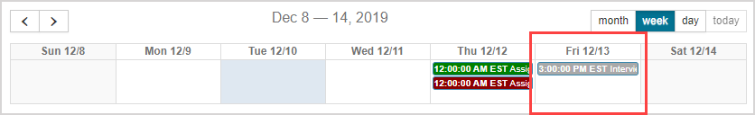 Private event in the calendar is highlighted